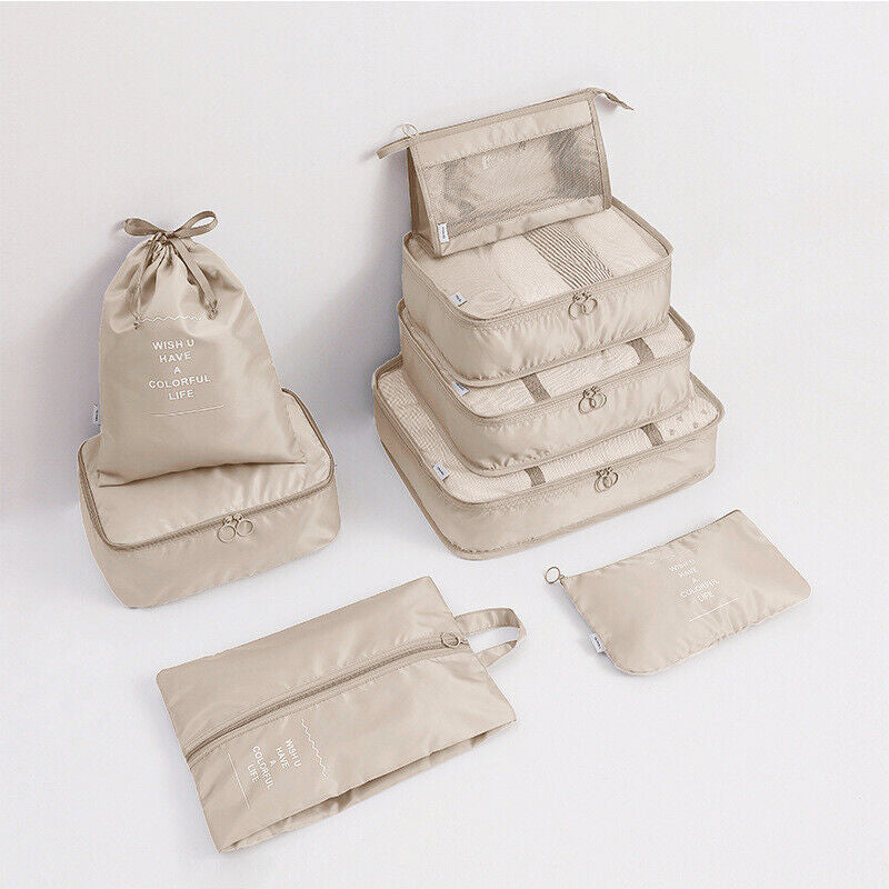 Pack of 8 Travel Luggage Organizer Cloth and Mesh Packing Cubes_6