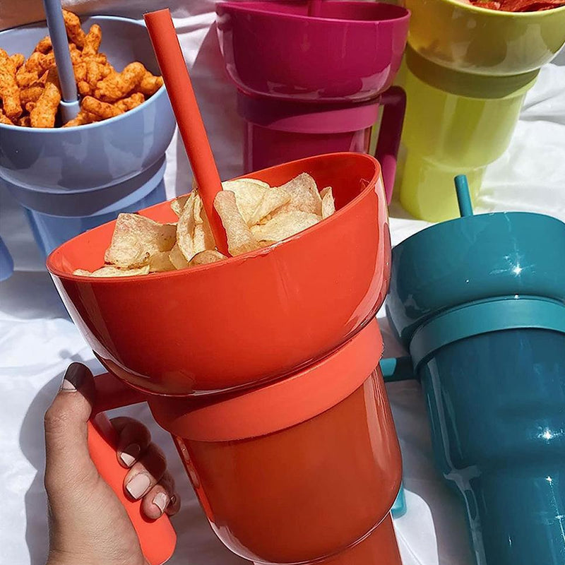 Snack and Sip Stadium Hand Cup Reusable Leakproof Snacking Bowl_3