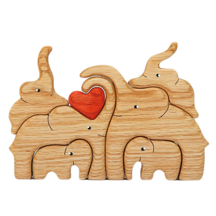 Wooden Elephant Family Stackable Figurine Composite Ornament_3