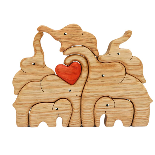 Wooden Elephant Family Stackable Figurine Composite Ornament_4