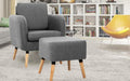 Bostin Life Lounge Chair Armchair With Ottoman Tub Accent Sofa Linen Fabric Grey Dropshipzone