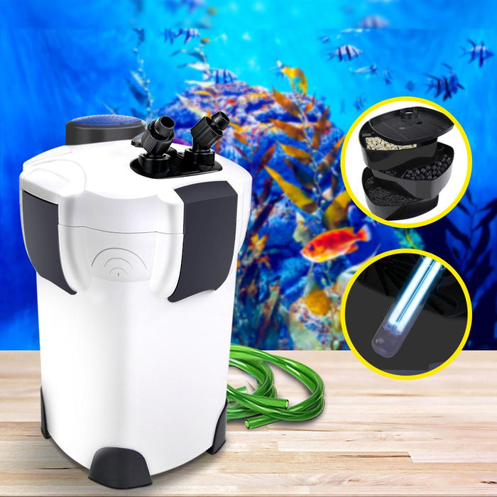 Bostin Life Aquarium External Canister Filter Aqua Fish Tank Uv Light With Media Kit 1850L/h