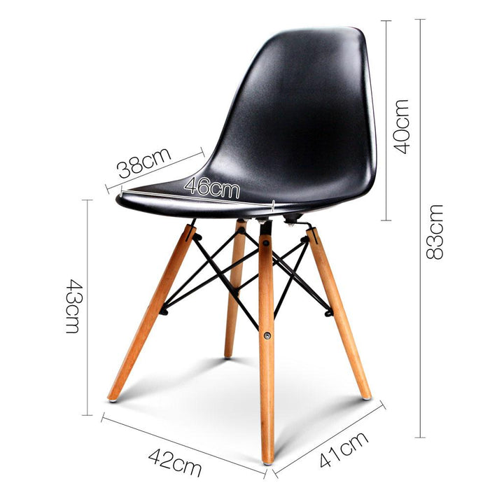 Bostin Life Set Of 4 Retro Beech Wood Dining Chair - Black Dropshipzone