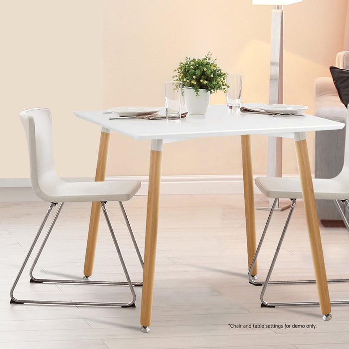 Bostin Life Artiss Square Dining Table 4 Seater 80Cm White Replica Eames Dsw Cafe Kitchen Retro