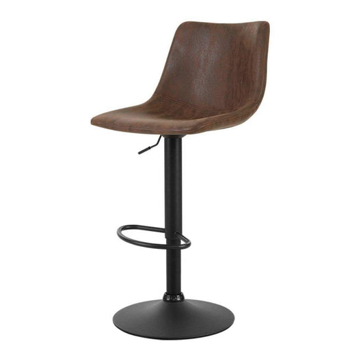 Bostin Life 2X Kitchen Bar Stools Gas Lift Stool Chairs Swivel Vintage Leather Brown Black Coated
