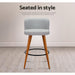Bostin Life 2X Wooden Bar Stools Modern Stool Kitchen Fabric Light Grey Furniture > & Chairs