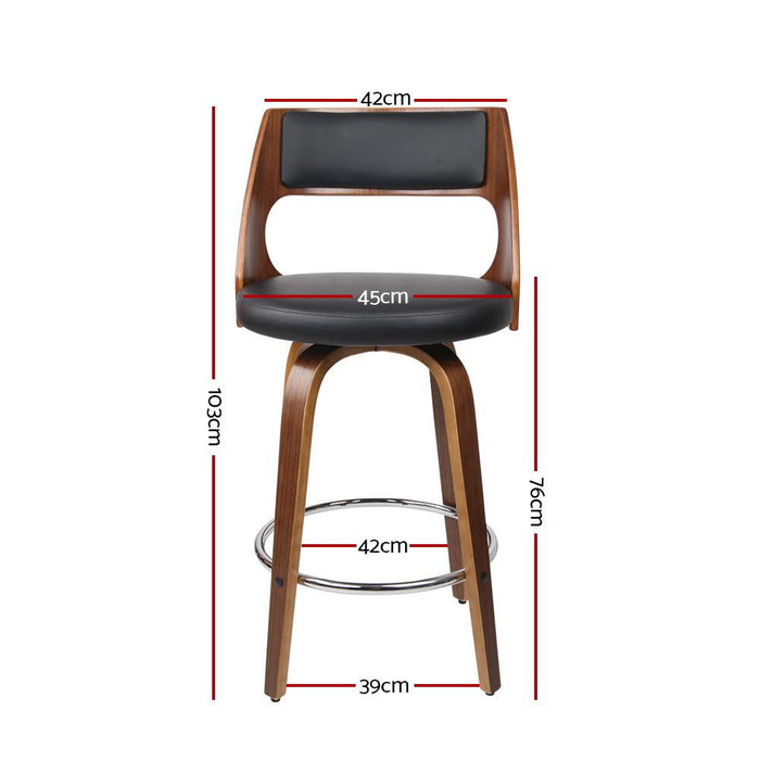 Bostin Life Set Of 4 Wooden Bar Stools Swivel Stool Kitchen Dining Chair Cafe Black 76Cm Furniture >