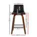 Bostin Life 2X Kitchen Wooden Bar Stools Swivel Stool Chairs Leather Luxury Black Dropshipzone