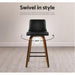 Bostin Life 2X Kitchen Wooden Bar Stools Swivel Stool Chairs Leather Luxury Black Dropshipzone