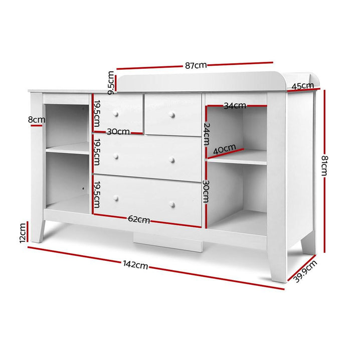 Bostin Life Storage Chest And Baby Change Table With Drawers - White & Kids >Nursery Furniture