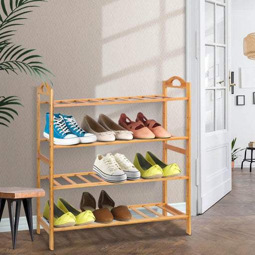 Bostin Life Artiss Bamboo Shoe Rack Organiser Wooden Stand Shelf 4 Tiers Shelves Dropshipzone