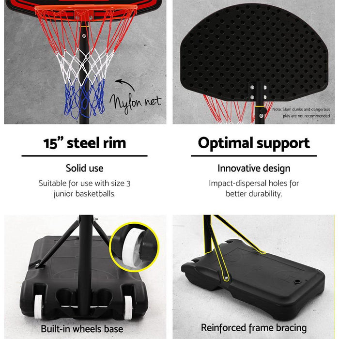 Bostin Life Everfit 2.1M Adjustable Portable Basketball Stand Hoop System Rim Black Sports & Fitness