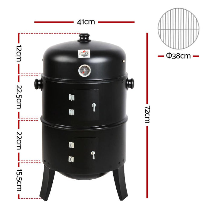 Bostin Life Grillz 3-In-1 Portable Barrel Outdoor Charcoal Bbq Griller Roaster Kettle Style Smoker -