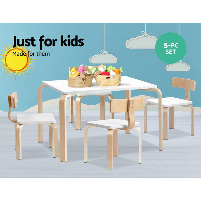 Bostin Life Keezi 5Pcs Childrens Table And Chairs Set Kids Furniture Toy Dining White Desk >