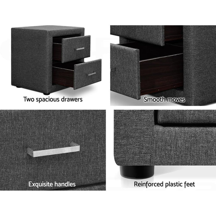Bostin Life Fabric Bedside Table - Grey Dropshipzone