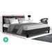Bostin Life Anna Bed Frame Double Size Mattress Base Platform Fabric Wooden Charcoal Dropshipzone