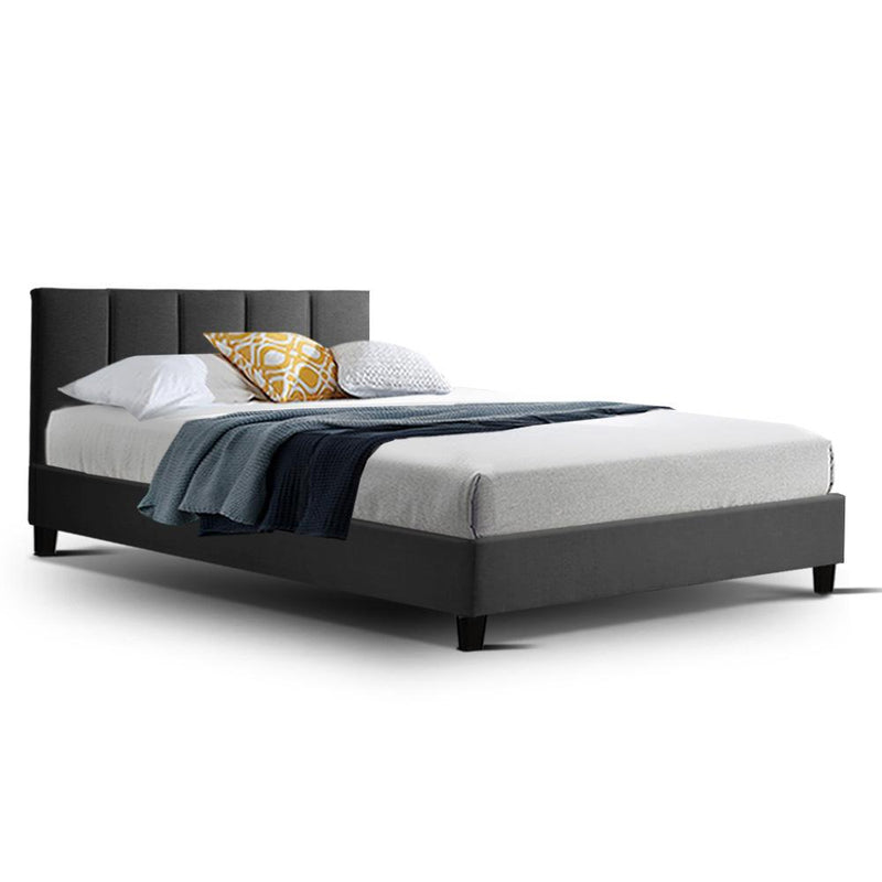 Bostin Life Anna Bed Frame King Single Size Mattress Base Platform Fabric Wooden Charcoal