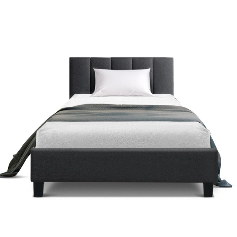 Bostin Life Anna Bed Frame King Single Size Mattress Base Platform Fabric Wooden Charcoal