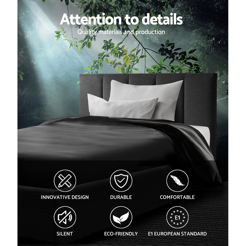Bostin Life Anna Bed Frame King Single Size Mattress Base Platform Fabric Wooden Charcoal