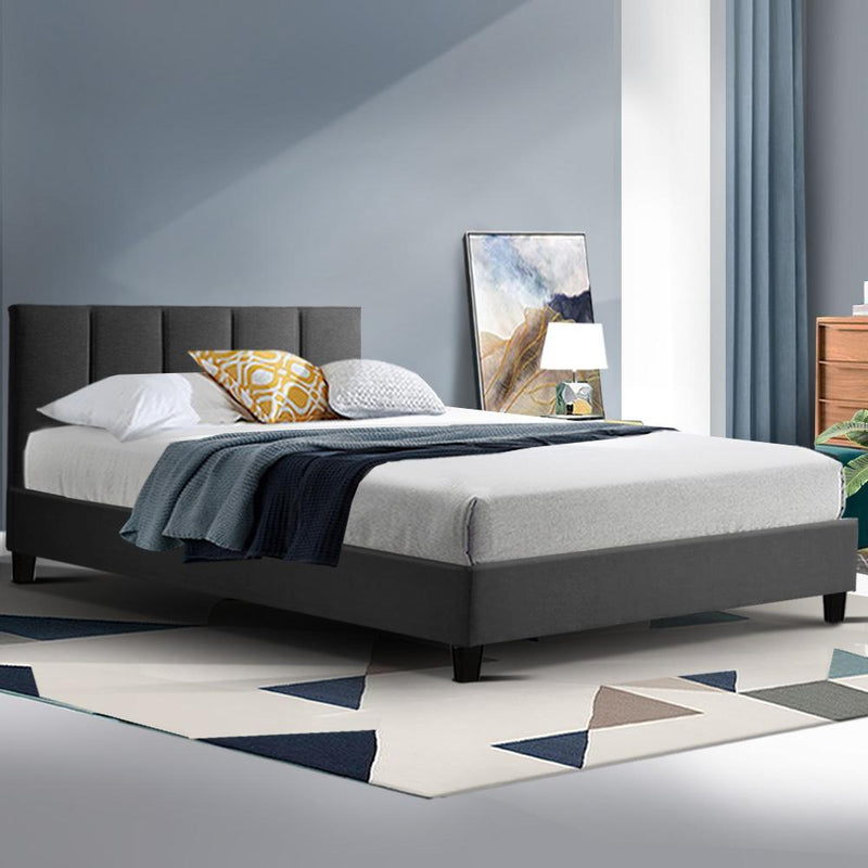 Bostin Life Anna Bed Frame King Single Size Mattress Base Platform Fabric Wooden Charcoal