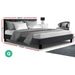 Bostin Life Anna Bed Frame Queen Size Mattress Base Platform Fabric Wooden Charcoal Dropshipzone