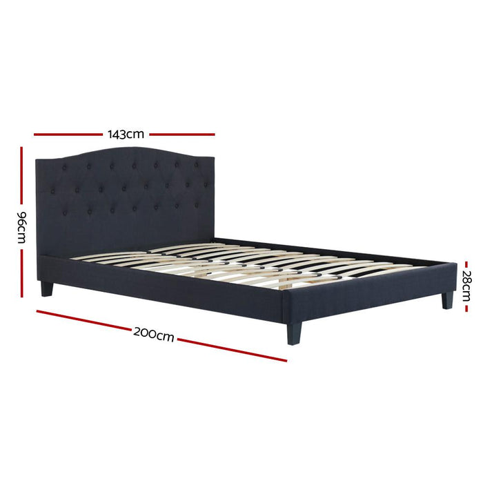 Bostin Life Bed Frame Double Size Base Mattress Platform Fabric Wooden Charcoal Dropshipzone