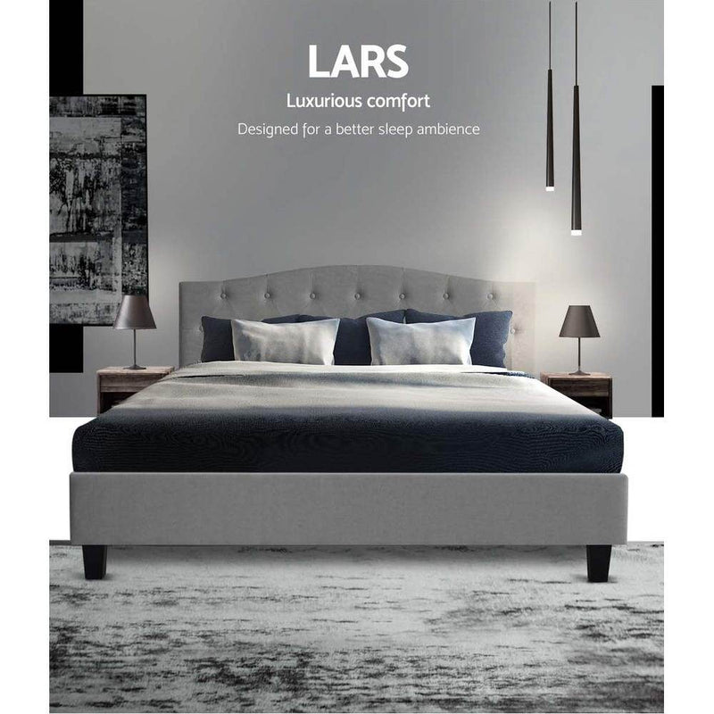 Bostin Life Bed Frame Queen Size Base Mattress Platform Fabric Wooden Grey Dropshipzone