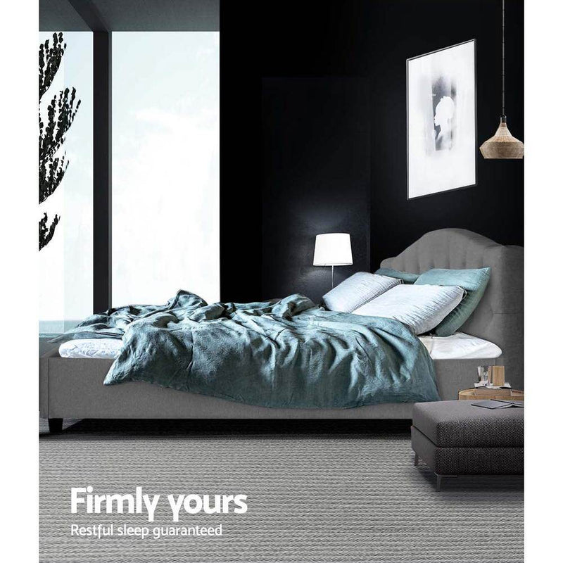Bostin Life Bed Frame Queen Size Base Mattress Platform Fabric Wooden Grey Dropshipzone