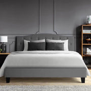 Bostin Life Bed Frame Queen Size Base Mattress Platform Fabric Wooden Grey Dropshipzone
