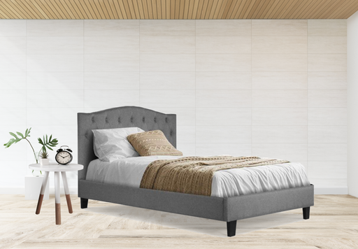 Bostin Life Bed Frame Single Size Base Mattress Platform Fabric Wooden Grey Dropshipzone