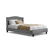 Bostin Life Bed Frame Single Size Base Mattress Platform Fabric Wooden Grey Dropshipzone