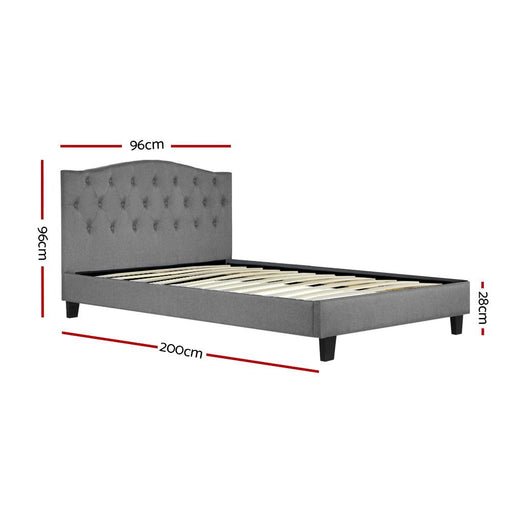 Bostin Life Bed Frame Single Size Base Mattress Platform Fabric Wooden Grey Dropshipzone