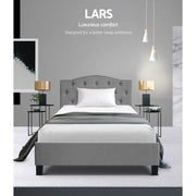 Bostin Life Bed Frame Single Size Base Mattress Platform Fabric Wooden Grey Dropshipzone