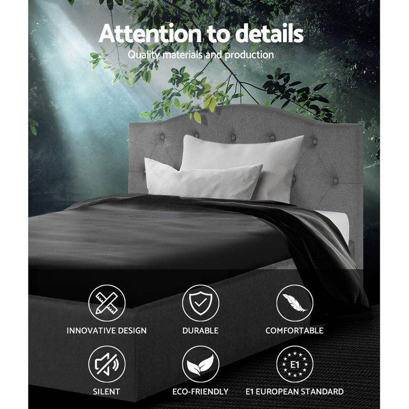 Bostin Life Bed Frame Single Size Base Mattress Platform Fabric Wooden Grey Dropshipzone