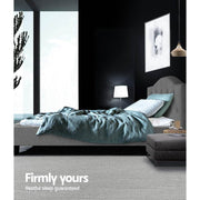 Bostin Life Bed Frame Single Size Base Mattress Platform Fabric Wooden Grey Dropshipzone