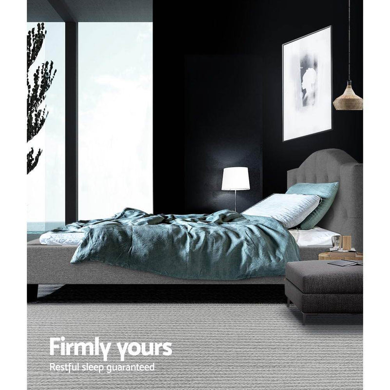 Bostin Life Bed Frame Single Size Base Mattress Platform Fabric Wooden Grey Dropshipzone