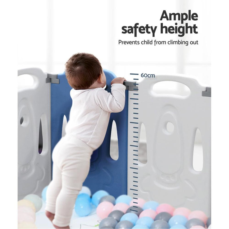 Bostin Life Baby Playpen Interactive Safety Gate Play Pen Child Toddler Fence 19 Panels Grey
