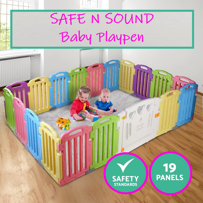 19-Panel Plastic Baby Playpen Kids Toddler Fence