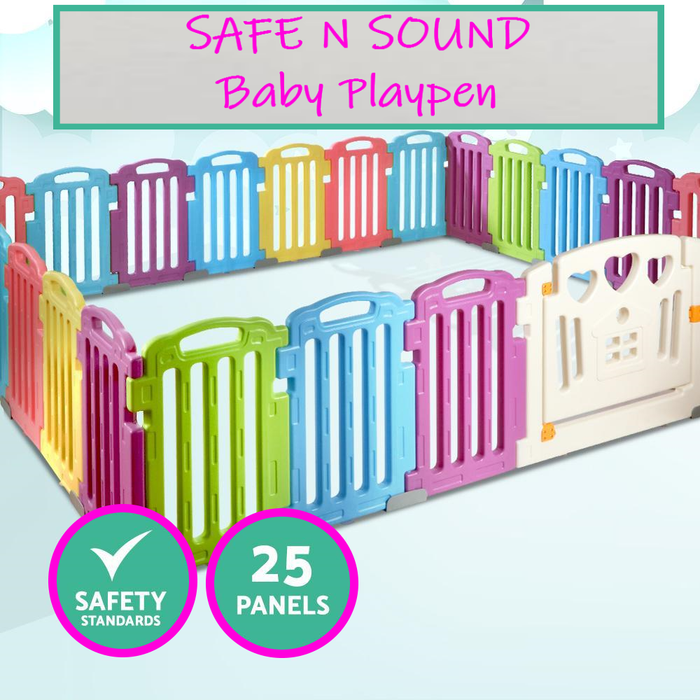 25-Panel Plastic Baby Playpen Interactive Kids Safety Gate