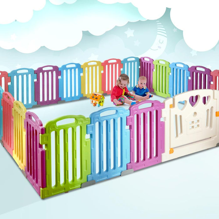 Cuddly Baby 25-Panel Plastic Playpen Interactive Kids Safety Gate & > Gates Playpens