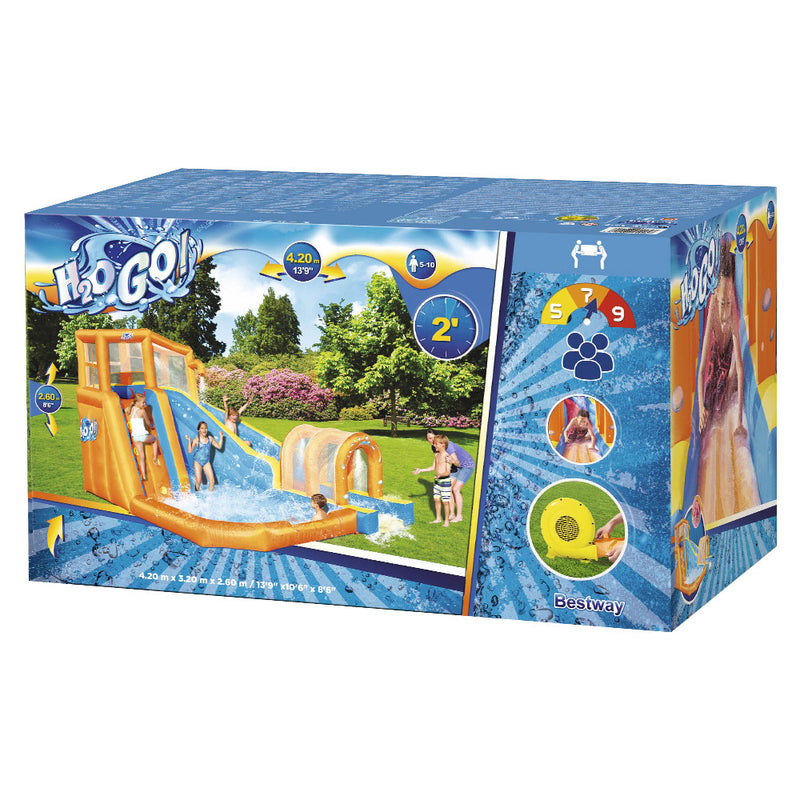 Inflatable Kids Jumping Castle Hurricane Tunnel Blast Water Slide Mega Playground Pool