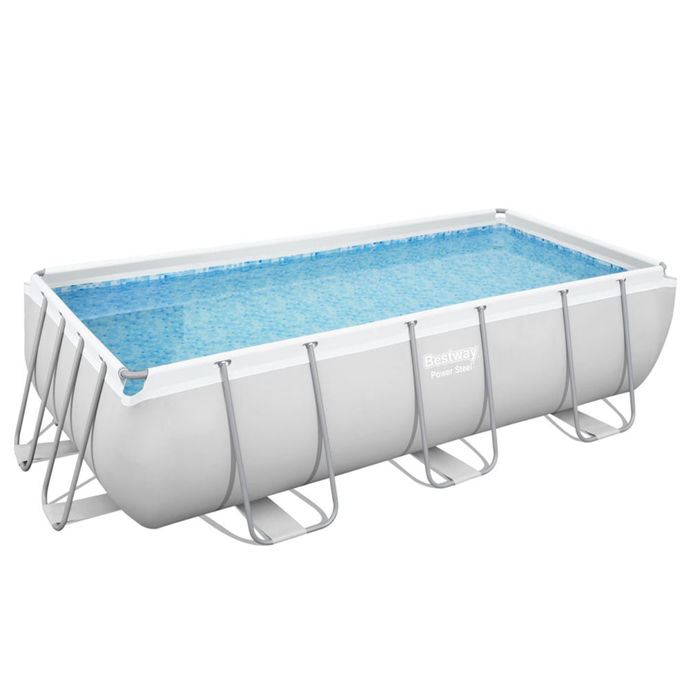 Bestway Power Steel Rectangular Frame Above Ground Swimming Pool with ...