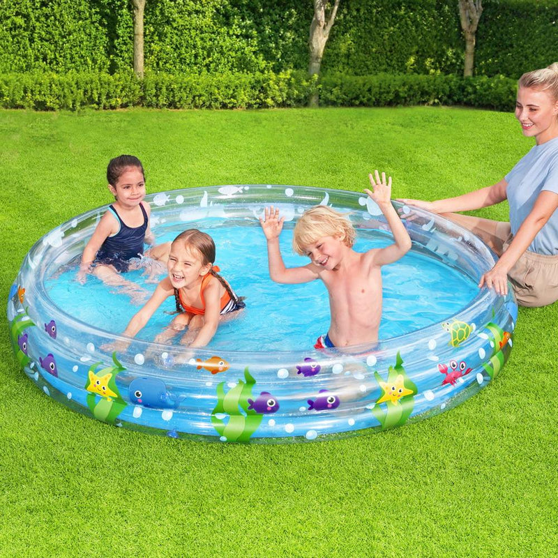 Bostin Life Bestway Swimming Pool Above Ground Kids Play Pools Inflatable Family Round Clear
