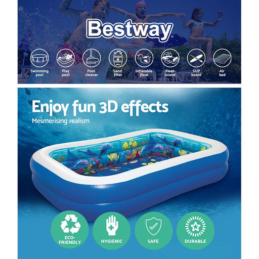 Bostin Life Bestway Inflatable Kids Pool Ground Play 3D Undersea Aquarium Outdoor Dropshipzone