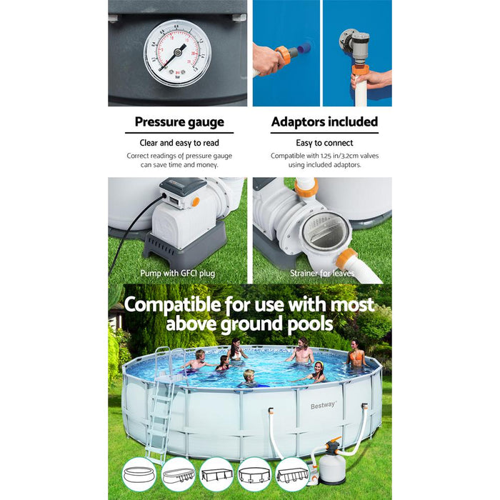 Bestway Sand Filter Above Ground Swimming Pool 3000Gph Pools Cleaning Pump Dropshipzone