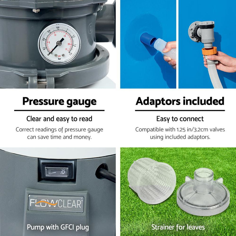 Bostin Life 530Gph Flowclear Sand Filter Swimming Above Ground Pool Cleaning Pump Dropshipzone