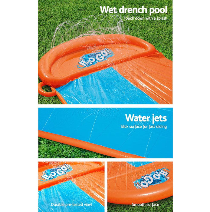 Bostin Life Bestway Inflatable Water Slip Slide Double Kids Splash Toy Outdoor Play 4.88M