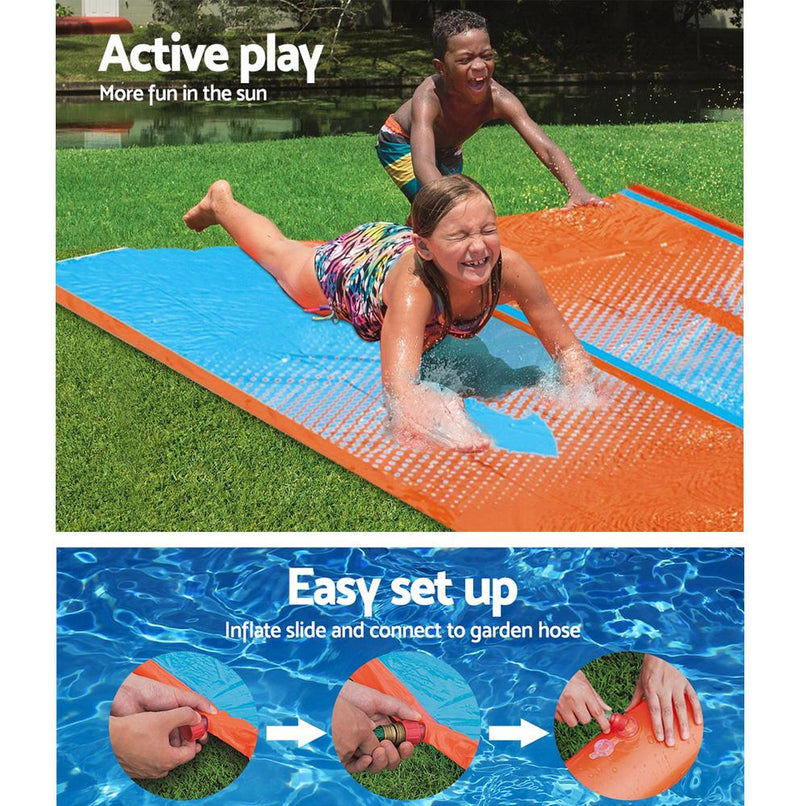 Bostin Life Bestway Inflatable Water Slip Slide Double Kids Splash Toy Outdoor Play 4.88M