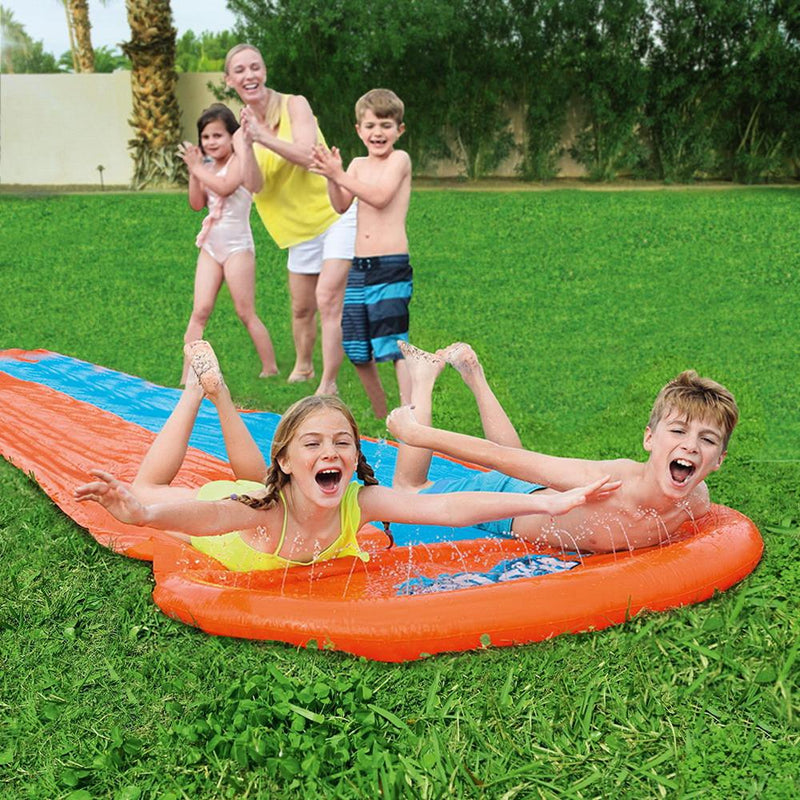 Bostin Life Bestway Inflatable Water Slip Slide Double Kids Splash Toy Outdoor Play 4.88M