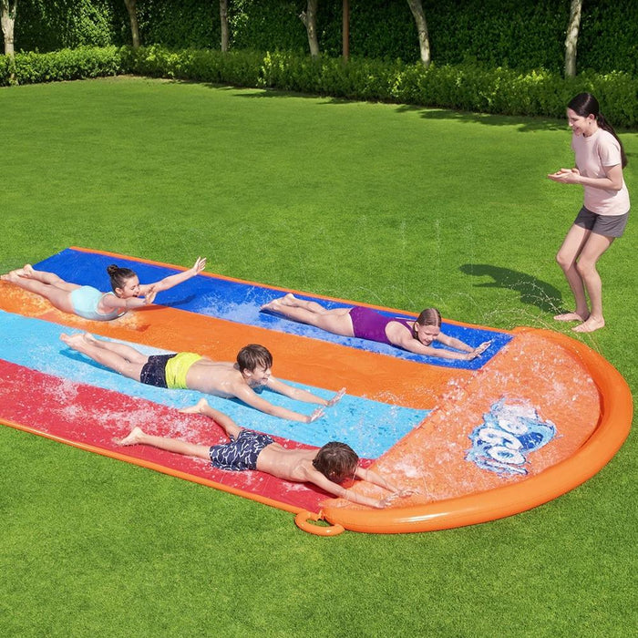 Bostin Life Bestway Water Slip And Slide Kids Inflatable Splash Toy Quadruple 4.88M Dropshipzone